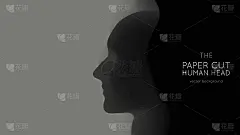矢量3D抽象纸切割人的头部。单色雕刻艺术。纸工艺头部轮廓与梯度褪色。商业演示文稿、传单、海报的极简设