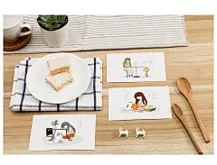 明信片ins包邮我和猫手绘卡通简约少女猫咪小清新温暖学生卡片-淘宝网