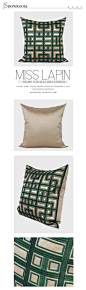 MISS LAPIN澜品家/新中式/样板房家居软装沙发靠包抱枕/深绿色中式古典图案绣花方枕 /布艺pillow /cushion /cushion cover-淘宝网: 