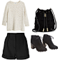 A fashion look from December 2015 featuring cable sweater, pleated shorts and black lace up boots. Browse and shop related looks.