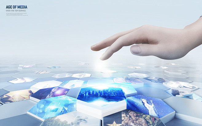 3D未来网络高科技流媒体概念广告海报PS...