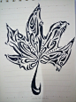 树叶植物黑白装饰画