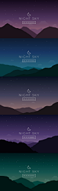 多种渐变配色夜空矢量背景 Night Sky Vector Backgrounds – 设计小咖