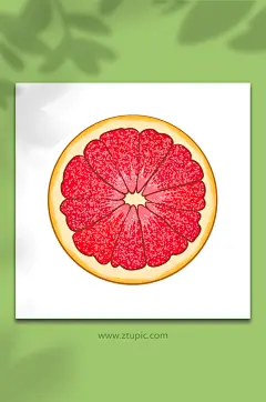 红心蜜柚矢量冬季柚子水果元素插画