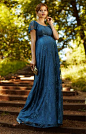 Elsa Maternity Gown Long Lagoon Blue by Tiffany Rose.  Christmas Maternity Dress.  New Year Maternity Dress.  Party Maternity Dress.