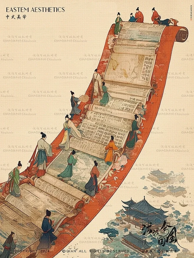 国风插画·画卷上的新中式 - 小红书-花瓣网
