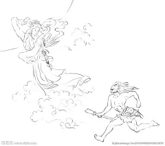 嫦娥 夸父 线描稿