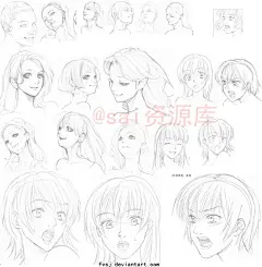 #SAI资源库#动漫元气少女的马尾辫、大叔的平头等上百种发型参考，让发型更显人物性格哟格~自己收藏，转需~（画师：FVSJ ）