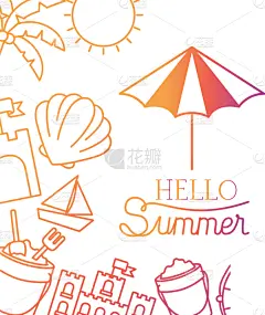 你好,夏天,标签,图像,色彩鲜艳,热,壁纸,波浪,暑假,节日
