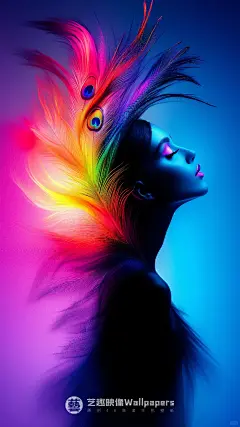手机壁纸#D434丨七彩翎羽玉人凝眸丨12P - 小红书