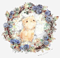 插画猫免抠素材_新图网 https://ixintu.com 可爱 插画猫 紫色 花圈 装饰