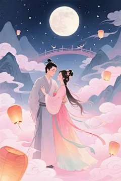 情侣相会七夕古代人物形象