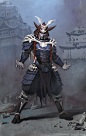 Samurai Shinnok, Aron Elekes : At Puppetworks, I took part in making character concepts for the new Mortal Kombat X. 
Samurai pack