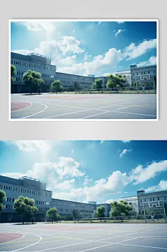 AI数字艺术校园学校操场场地摄影图