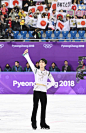 Japanese figure skater Yuzuru Hanyu acknowledges the crowd after performing his free skate at the Pyeongchang Winter Olympics in Gangneung South...