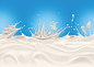 Yörük Ayran: yogurt splashes : 3D Illustration of fluid yogurt splash forming Turkey's tourist attractions