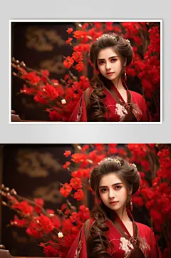 AI数字艺术新年春节汉服肖像人物摄影图