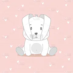 可爱的,卡通,小兔子,传统,贺卡,野生动物,复古风格,小的,动物,鸡蛋