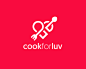 Cookforluv博客标志 爱心 美食 餐饮 心形 红色 勺子 叉子