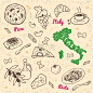 意大利符号和食品集.