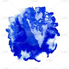 彩色蓝色飞溅水彩手绘孤立在白色背景上，艺术装饰或背景都不行