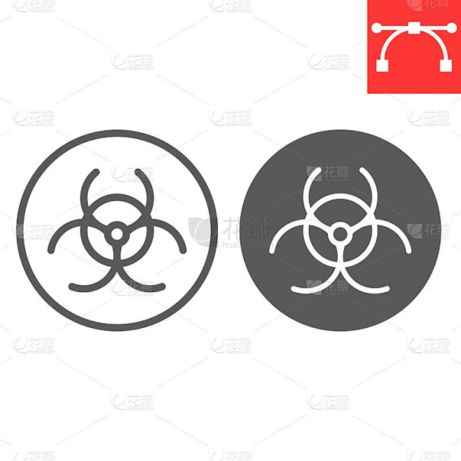 生物危害线和字形图标，生物危害符号和生态，有毒废物矢量图标，矢量图形，可编辑的笔画轮廓符号，eps 图片_其他图片图片素材-花瓣网
