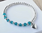 Jade Beaded Bracelet, Silver Beaded Bracelet, Stretch Bracelet, Silver Stacking Bracelet, Silver Bead Bracelet, Birthday Gift for Her,