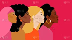 不同民族的女性。不同的女性:非洲人、亚洲人、中国人、欧洲人、拉丁美洲人、阿拉伯人。妇女不同的国籍和文
