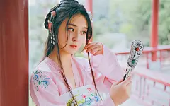 古风汉服美女凉亭感伤写真电脑壁纸