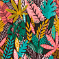 神秘丛林植物包装底纹抽象个性彩色树叶AI矢量背景图案素材 (2)