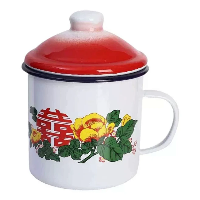 搪瓷杯带盖喜庆礼品杯老式水杯复古婚礼茶缸子喜糖加厚铁茶缸-淘宝网-花瓣网
