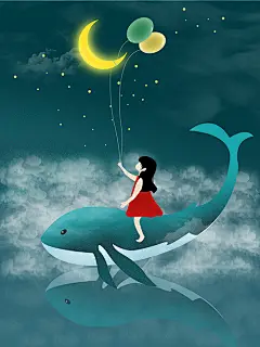 女孩骑鲸鱼