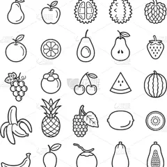 水果,计算机图标,素食,樱桃,木瓜,无人,绘画插图,符号,椰子,维生素