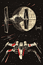 star wars x wing and tie fighter in a space battle isolated on black background in style of vintage comic