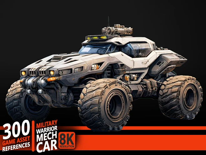 300 Military Warrior Mech Car - Game Asset References | 8K Resolution-花瓣网