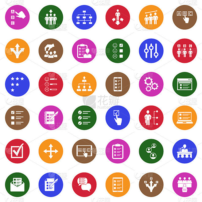 选择图标。圆形的白色平面设计。矢量插图。
