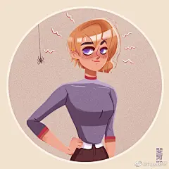 欧美风头像插画  插画师：Feya斐牙