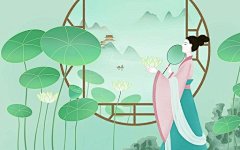 手绘国潮风夏天夏季荷花美女插画海报背景夏天夏季背景夏天夏日夏天夏日立夏夏季