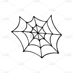 万圣节的象征，蜘蛛网的蜘蛛。涂鸦手绘图像。矢量插图。