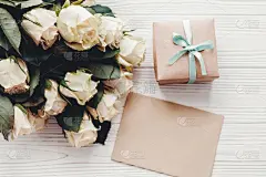 玫瑰,贺卡,空的,木制,情人节,白昼,留白,幸福,平铺,花