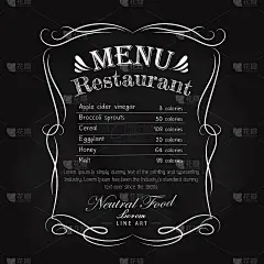 黑板餐厅菜单手绘框架复古标签向量