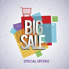 大减价折扣横幅模板设计与彩色几何背景。