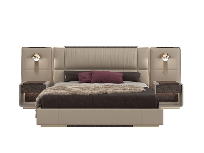 Leather bed with int...