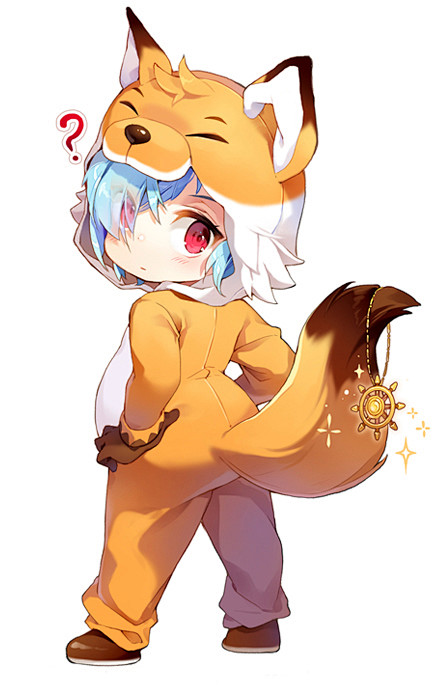 现代q版人物素材狐狸睡衣