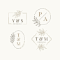 婚礼植物叶子边框logo标志矢量图素材