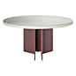 Round Leather Dining Table, Bivio by Stephane Parmentier for Giobagnara For Sale