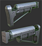 AK-337 Modular Rifle, Set A - Bakes, Ben Bolton : Modular rifle based on concepts by Alex Jessup: http://alexjjessup.deviantart.com/art/AK337-393171376

Each part is made individually and has no holes, so they can all be interchanged later. This is the fi