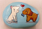  手绘 石头 岩颜手绘 礼物 彩色 猫 狗 爱情 情侣