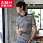 AMH男装韩国2013夏装新款韩版修身翻领短袖条纹POLO衫NS2162瑃-tmall.com天猫