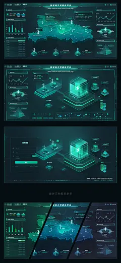 绿色大屏可视化@灰大素材